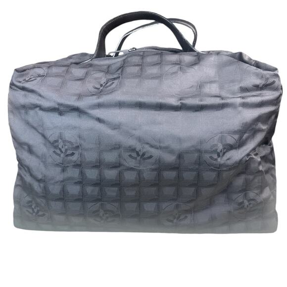 Vintage CHANEL CC Karl Lagerfeld Black Travel Line Weekender Tote Duffel Bag - Picture 1 of 12